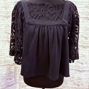 We The Free Black Lace Top